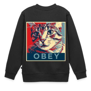 Obéissez le chat! - Sweat Premium enfant bio - noir - Dos - AI Model Kid Female (0cm)