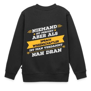 cadeau d'occupation Linguiste - Sweat Premium enfant bio - noir - Dos - AI Model Kid Female (0cm)
