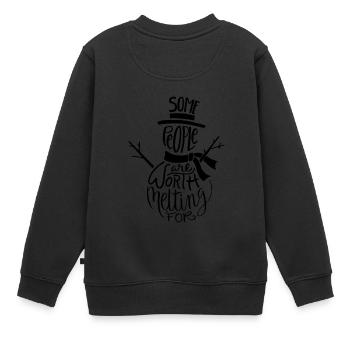 Winter Weihnachten Schneemann Kalt Frost Schnee - Kinder Premium Organic Sweatshirt - Schwarz - Hinten - AI Model Kid Female (0cm)