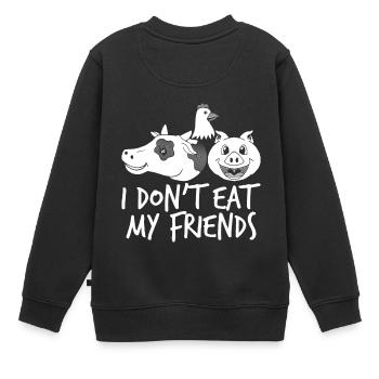 I don't eat my friends - vegan Veganer Vegetarier - Kinder Premium Organic Sweatshirt - Schwarz - Hinten - AI Model Kid Female (0cm)