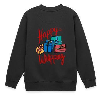 Happy Wrapping Geschenkpapier Geschenke Deko XMas - Kinder Premium Organic Sweatshirt - Schwarz - Hinten - AI Model Kid Female (0cm)