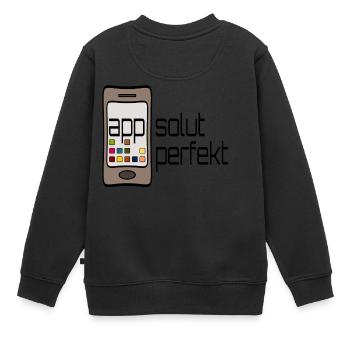 (app)solut perfekt - Kinder Premium Organic Sweatshirt - Schwarz - Hinten - AI Model Kid Female (0cm)