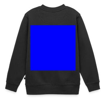Quadrat blau - Kinder Premium Organic Sweatshirt - Schwarz - Hinten - AI Model Kid Female (0cm)