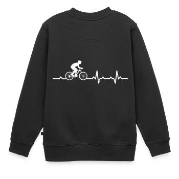 rythme cardiaque vélo cadeau rythme cardiaque rad - Sweat Premium enfant bio - noir - Dos - AI Model Kid Female (0cm)