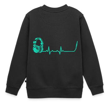 Dj discjockey Herzschlag heartbeat geschenk musik - Kinder Premium Organic Sweatshirt - Schwarz - Hinten - AI Model Kid Female (0cm)