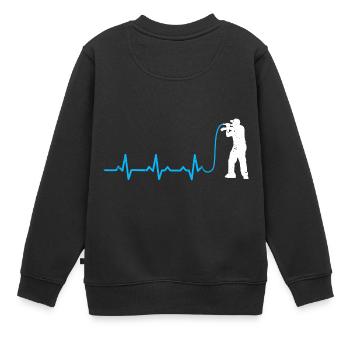 rap rythme cardiaque cadeau micro rythme cardiaque MC - Sweat Premium enfant bio - noir - Dos - AI Model Kid Female (0cm)