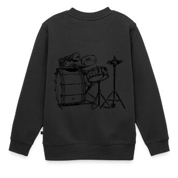 Hand Drawn Drum Kit Illustration - Kids Premium Organic Sweatshirt - black - Back - AI Model Kid Female (0cm)