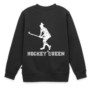 Hockey Reine | Bâton de hockey | Joueur de hockey - Sweat Premium enfant bio - noir - Dos - AI Model Kid Female (0cm)