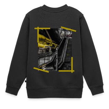 Poster Gare - Sweat Premium enfant bio - noir - Dos - AI Model Kid Female (0cm)