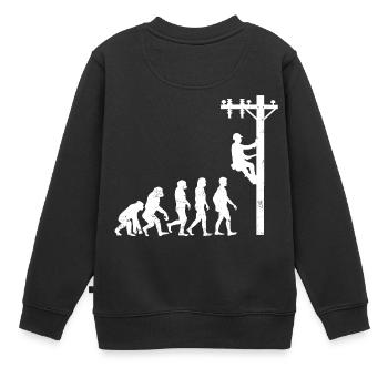 l'évolution des électriciens haute tension travailleur étirement - Sweat Premium enfant bio - noir - Dos - AI Model Kid Female (0cm)