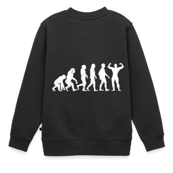 Muskelmann Evolution geschenk bodybuilder maschine - Kinder Premium Organic Sweatshirt - Schwarz - Hinten - AI Model Kid Female (0cm)