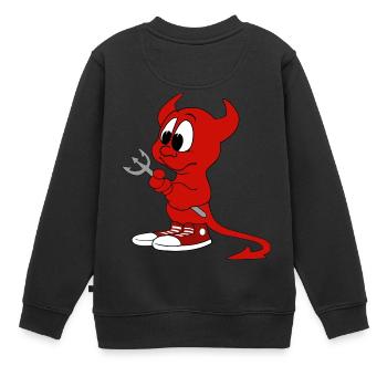 Teufelchen - Kinder Premium Organic Sweatshirt - Schwarz - Hinten - AI Model Kid Female (0cm)