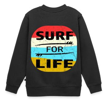 Surfer Surfen Surf Meer See Wellen Urlaub Geschenk - Kinder Premium Organic Sweatshirt - Schwarz - Hinten - AI Model Kid Female (0cm)
