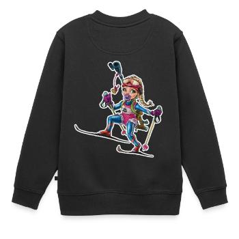 Little baby biathlonist 1 - Kids Premium Organic Sweatshirt - black - Back - AI Model Kid Female (0cm)