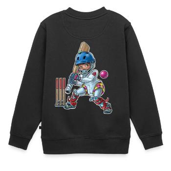 Little baby cricket player 2 - Kids Premium Organic Sweatshirt - black - Back - AI Model Kid Female (0cm)