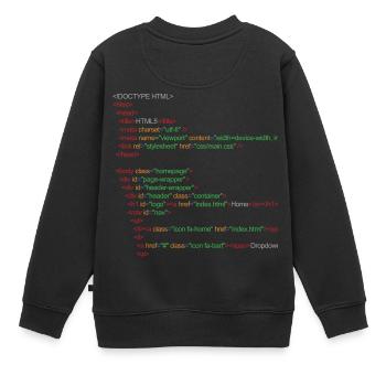 Code HTML5 - Sweat Premium enfant bio - noir - Dos - AI Model Kid Female (0cm)