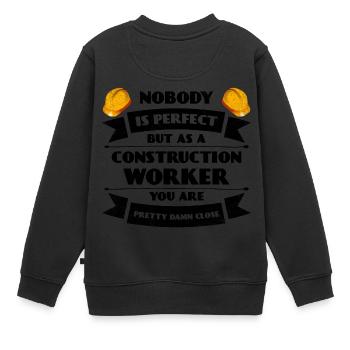 Perfekter Bauarbeiter Bau Handwerk Beton Maurer - Kinder Premium Organic Sweatshirt - Schwarz - Hinten - AI Model Kid Female (0cm)