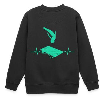 Trampolin springen Herzschlag Salto geschenk jump - Kinder Premium Organic Sweatshirt - Schwarz - Hinten - AI Model Kid Female (0cm)