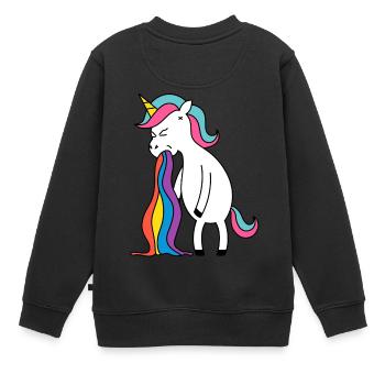 Einhorn Regenbogen Kotze. Kein Bock Lustlos Würgen - Kinder Premium Organic Sweatshirt - Schwarz - Hinten - AI Model Kid Female (0cm)