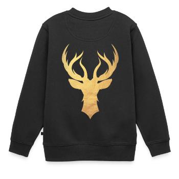 Gold Hirsch - Hirschgeweih - Kinder Premium Organic Sweatshirt - Schwarz - Hinten - AI Model Kid Female (0cm)