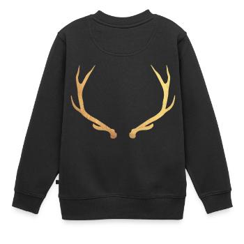 Gold Hirsch - Hirschgeweih - Kinder Premium Organic Sweatshirt - Schwarz - Hinten - AI Model Kid Female (0cm)