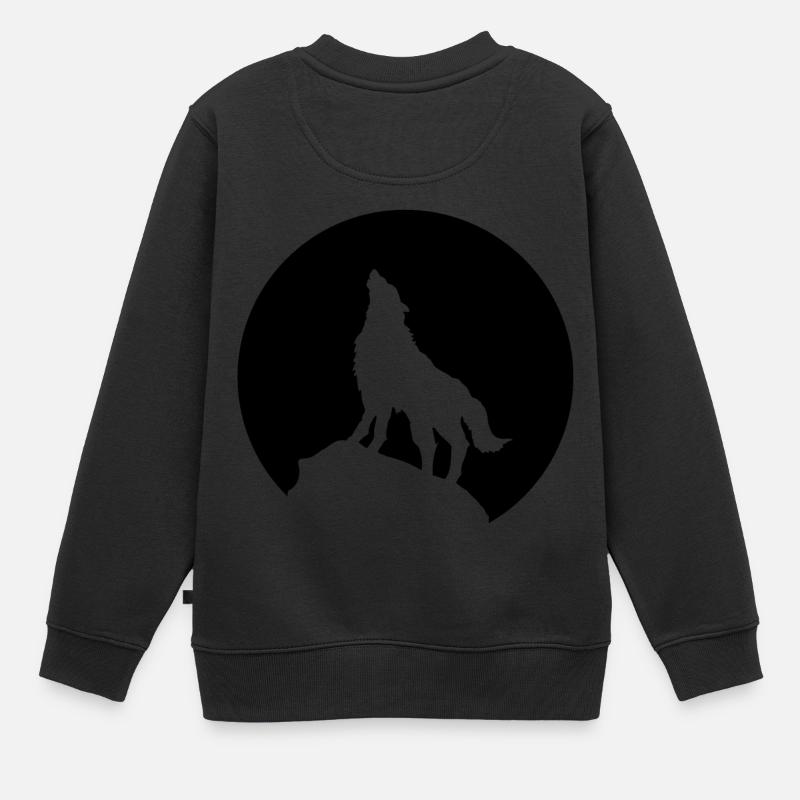 loup - Sweat Premium enfant bio - noir