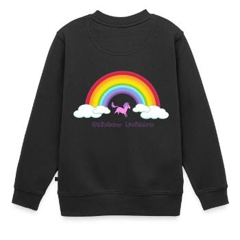 RegenbogenUnicorn - Kinder Premium Organic Sweatshirt - Schwarz - Hinten - AI Model Kid Female (0cm)