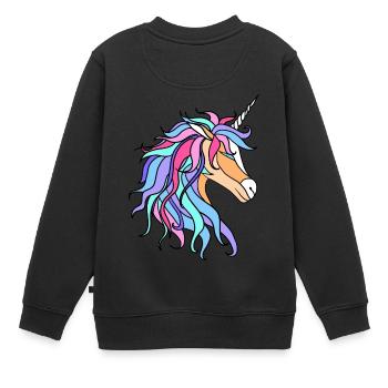 licorne colorée - Sweat Premium enfant bio - noir - Dos - AI Model Kid Female (0cm)