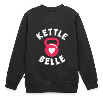 KETTLE BELLE Liebe Training Sport Studio - Kinder Premium Organic Sweatshirt - Schwarz - Hinten - AI Model Kid Female (0cm)
