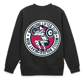 Haltérophiles Sport Fitness Lifestyle Sport fer - Sweat Premium enfant bio - noir - Dos - AI Model Kid Female (0cm)