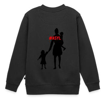 , Refugees welcome - Kids Premium Organic Sweatshirt - black - Back - AI Model Kid Female (0cm)