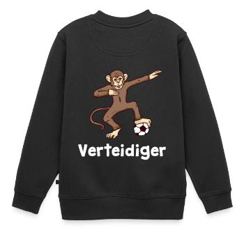 Fussball Verteidiger Affe Dab - Kinder Premium Organic Sweatshirt - Schwarz - Hinten - AI Model Kid Female (0cm)