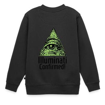 Illuminati cadeau amusant confirmé - Sweat Premium enfant bio - noir - Dos - AI Model Kid Female (0cm)
