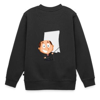 Dozent verwendet Flipchart, Geschenkidee - Kinder Premium Organic Sweatshirt - Schwarz - Hinten - AI Model Kid Female (0cm)