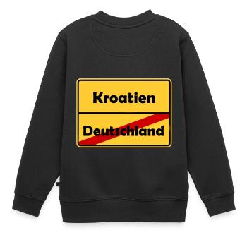 Auswandern nach Kroatien! Ortsschild Desing. - Kinder Premium Organic Sweatshirt - Schwarz - Hinten - AI Model Kid Female (0cm)