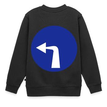 links abbiegen Schild Verkehr Geschenk Auto Idee - Kinder Premium Organic Sweatshirt - Schwarz - Hinten - AI Model Kid Female (0cm)