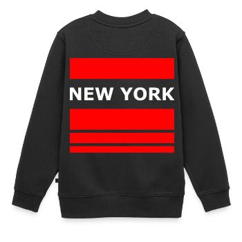 NEW YORK - Kinder Premium Organic Sweatshirt - Schwarz - Hinten - AI Model Kid Female (0cm)