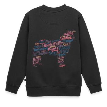 Agility Border Collie Wordcloud engl - Kids Premium Organic Sweatshirt - black - Back - AI Model Kid Female (0cm)