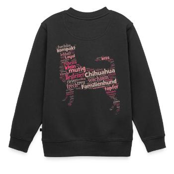 Chihuahua Charakter Shirt Wordcloud - Kinder Premium Organic Sweatshirt - Schwarz - Hinten - AI Model Kid Female (0cm)