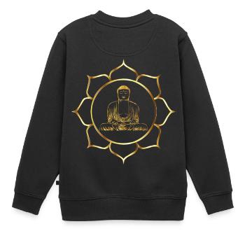 Buddha Meditation Wellness Relax als Geschenk - Kinder Premium Organic Sweatshirt - Schwarz - Hinten - AI Model Kid Female (0cm)