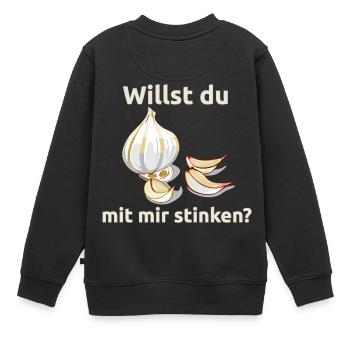Knoblauch Knobi stinken Liebe Geschenk - Kinder Premium Organic Sweatshirt - Schwarz - Hinten - AI Model Kid Female (0cm)
