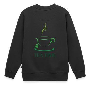 Teatime Tee Tee-Liebe Tee-Zeit - Kinder Premium Organic Sweatshirt - Schwarz - Hinten - AI Model Kid Female (0cm)