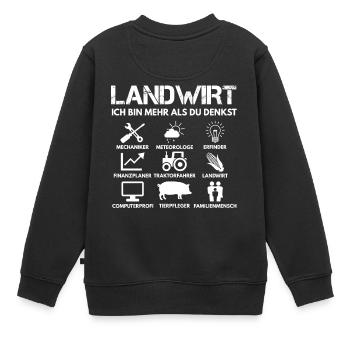 Landwirt - Kinder Premium Organic Sweatshirt - Schwarz - Hinten - AI Model Kid Female (0cm)