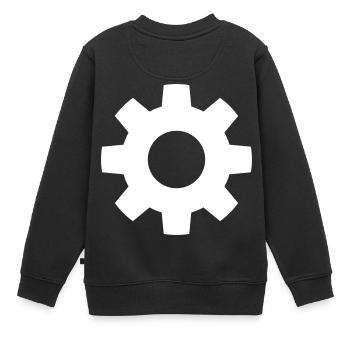 Zahnrad - Kinder Premium Organic Sweatshirt - Schwarz - Hinten - AI Model Kid Female (0cm)