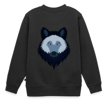 Weiblicher blauer Wolf - Kinder Premium Organic Sweatshirt - Schwarz - Hinten - AI Model Kid Female (0cm)
