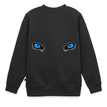 Yeux de loup bleu profond - Sweat Premium enfant bio - noir - Dos - AI Model Kid Female (0cm)