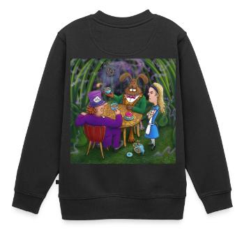 Alice im Wunderland Tee Pary - Kinder Premium Organic Sweatshirt - Schwarz - Hinten - AI Model Kid Female (0cm)