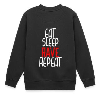 Eat Sleep rave repeat - Kinder Premium Organic Sweatshirt - Schwarz - Hinten - AI Model Kid Female (0cm)
