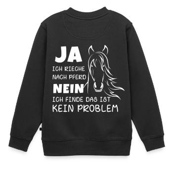 Rieche nach Pferd - Kinder Premium Organic Sweatshirt - Schwarz - Hinten - AI Model Kid Female (0cm)