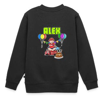Feuerwehr Alex Geschenk - Kinder Premium Organic Sweatshirt - Schwarz - Hinten - AI Model Kid Female (0cm)